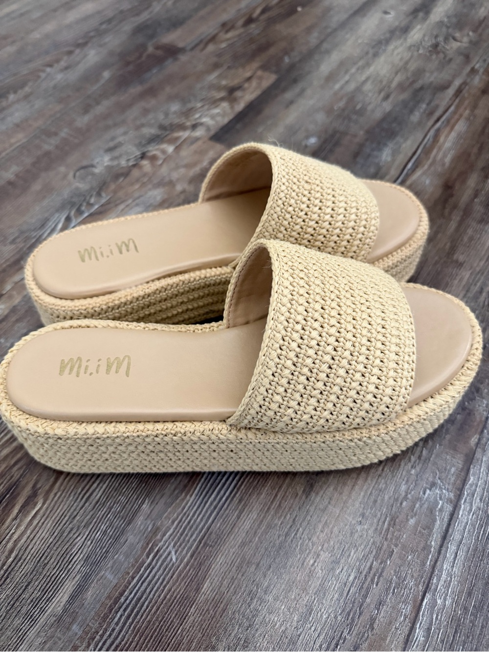 Mi.iM Neutral Woven Platform Sandals
